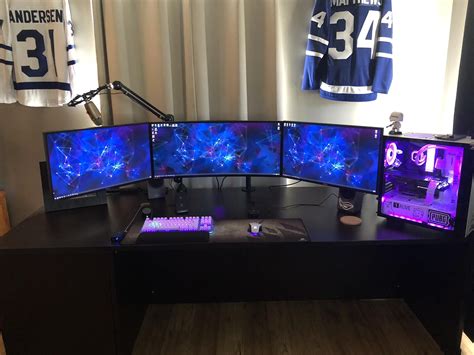 My Triple Monitor Battlestation Gaming Desk Setup Computer Setup Pc