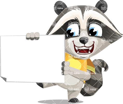Baby Raccoon Cartoon Vector Character Sign 4 Graphicmama