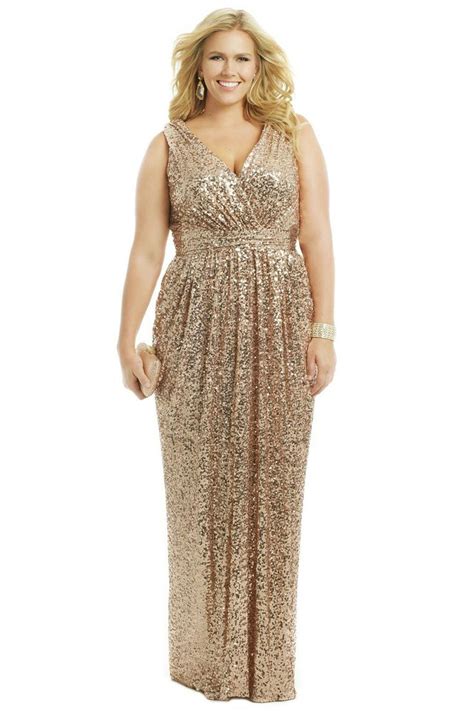 Badgley Mischka Rolling In The Glitz Gown Gold Plus Size Dresses