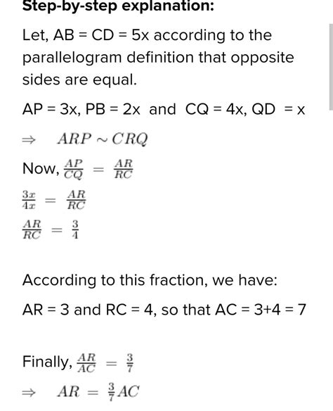 q abcd is a parallelogram in the given figure ab is divided at p and