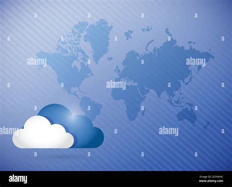 Cloud Computing World Map Concept Illustration Design Background Stock