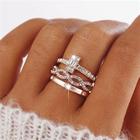Buy Kiss Wife New 3pcsset Fashion Rings Set Crystal