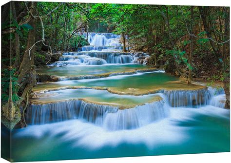 Wall26 Canvas Print Wall Art Cascading Forest Waterfall