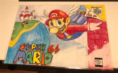 Found An Old Drawing I Did Of The Super Mario 64 Boxart From About 5