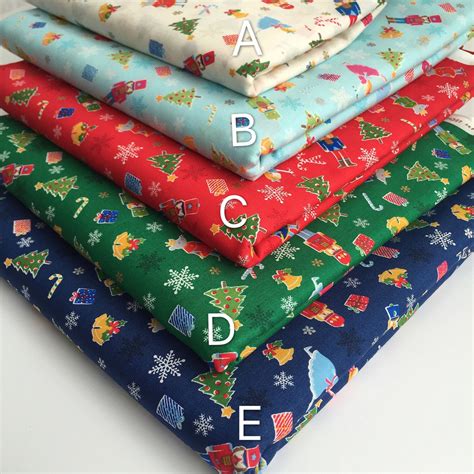 Merry Christmas Cotton Fabric Sewing Material 50 X 110cm Etsy Uk