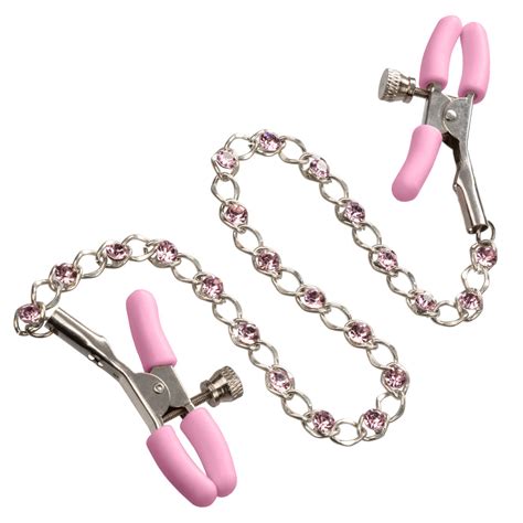 Nipple Play Pink Crystal Chain Nipple Clamps Adult Sex Toys Sexyland