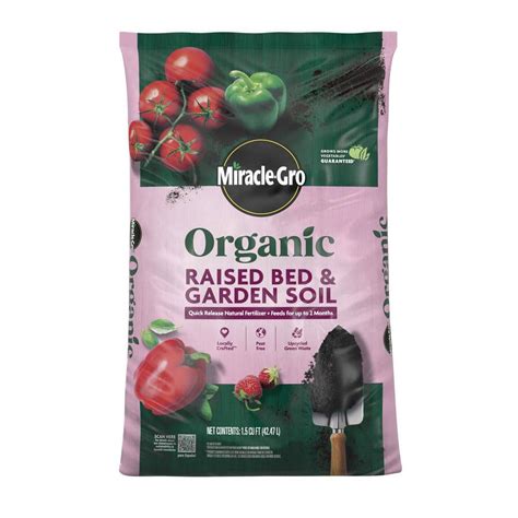 Miracle Gro Organic Raised Bed And Garden Soil 1 5 Cu Ft With Quick