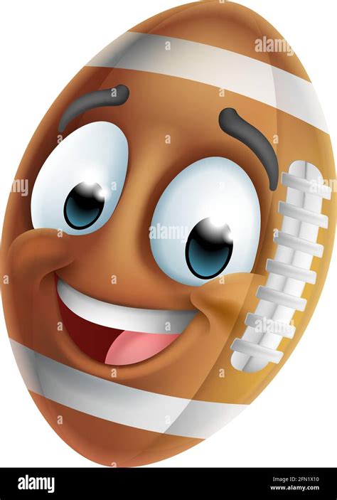 American Football Ball Emoticon Emoji Cartoon Icon Stock Vector Image