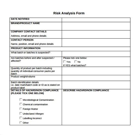 Risk Analysis Templates 15 Free Printable Word Excel PDF Examples