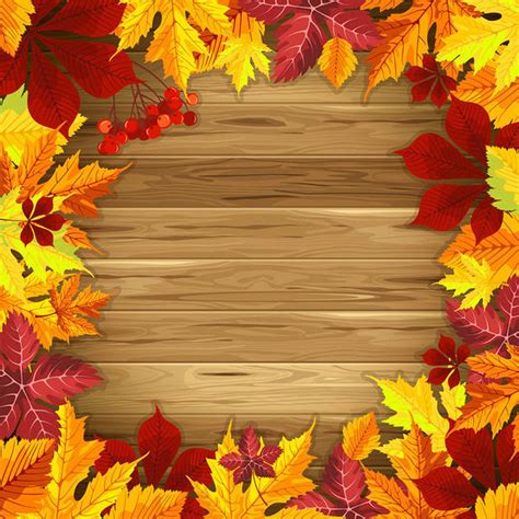 Wooden Fall Background With Fall Leaves Gallery