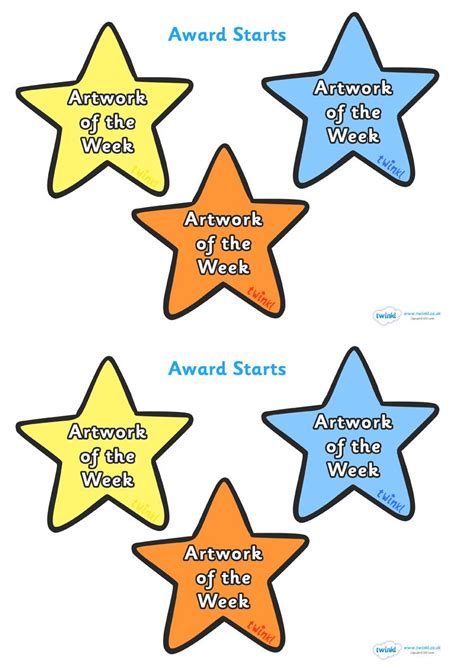 Artwork Of The Week Award Star Kids Awards Stars Classroom Teaching Art