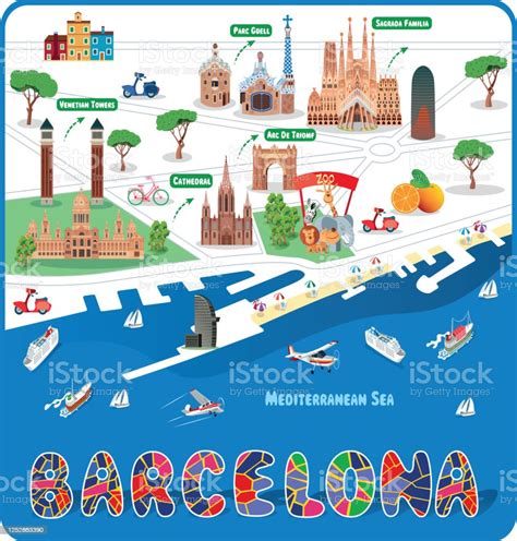 Barcelona Travel Map Stock Illustration Download Image Now