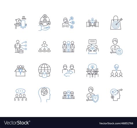 Manipulation Workforce Line Icons Collection Vector Image