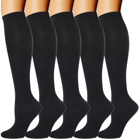 5 Pairs Compression Socks For Men Women 20 30 Mmhg For Running Nurses Flight Pregnancy Black5
