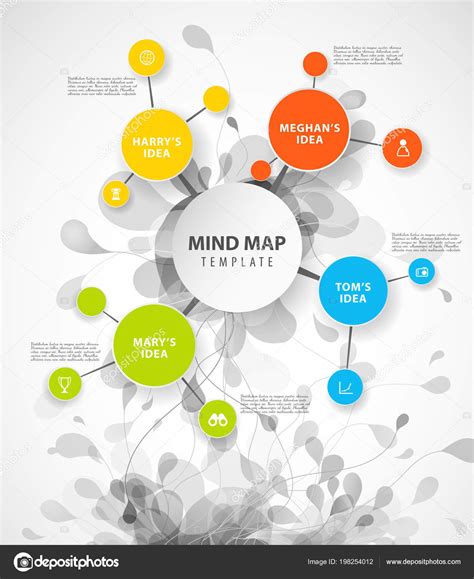 Vector Mind Map Template Colorful Circles Place Your Text — Stock