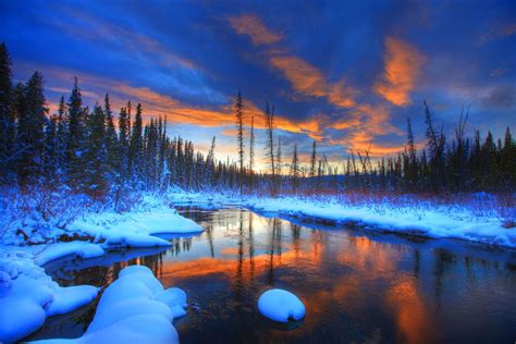 Beautiful Wallpaper Winter Sunset River