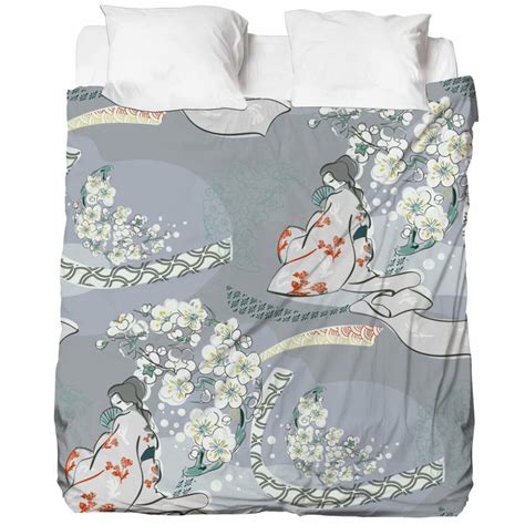 Japanese Bed Sheet Japanese Fitted And Top Sheet Geisha Etsy