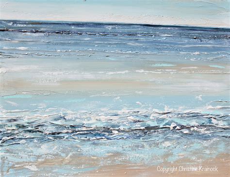 Giclee Print Art Blue Abstract Painting Canvas Art Beach Coastal Decor