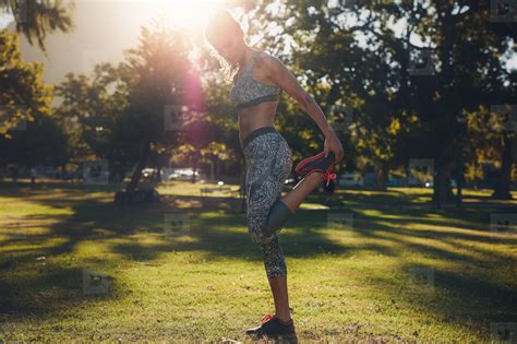 Healthy Young Woman Stretching In A Park Stock Photo 123277