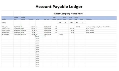 Account Payable Ledger Template Free Excel Templates