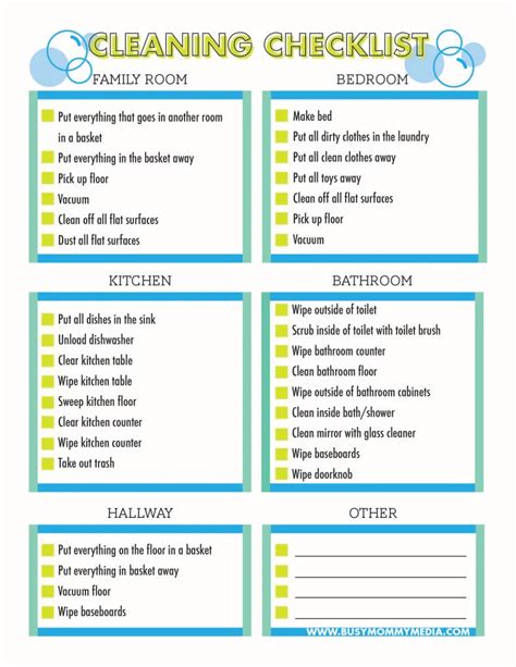 Free Printable Cleaning Checklist For Kids