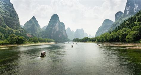 Karst Peaks Along Li River Guangxi By Miralex