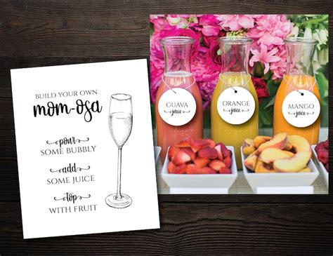Mom Osa Bar Baby Shower Mimosa Bar Sign And Editable