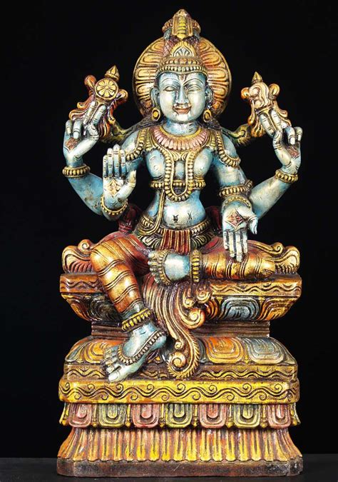 Sold Wooden Vishnu Hindu Sculpture 24 65w13x Hindu Gods And Buddha