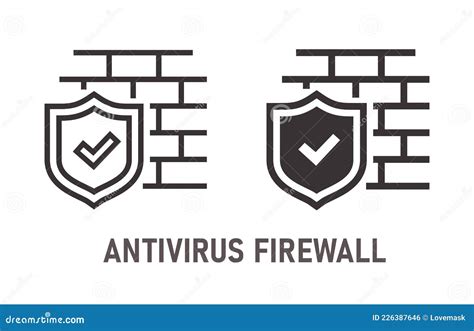 Antivirus Firewall Icon On White Background Vector Illustration Stock