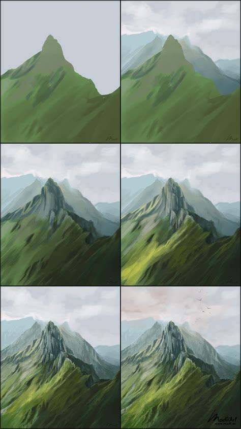 How To Paint Mountains Step By Step Tutorial Digital Painting