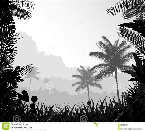Forest Foggy Landscape Flat Vector Illustration Nature Scenery With