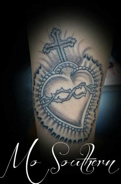 Sacred Heart Black And Grey Tattoo Tattoo Pinterest