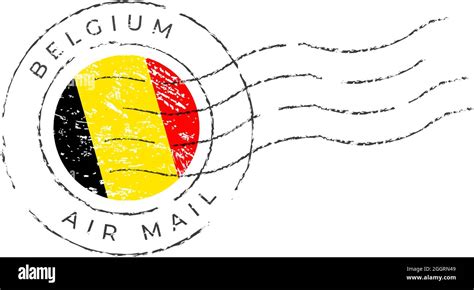 Belgium Postage Mark National Flag Postage Stamp Isolated On White