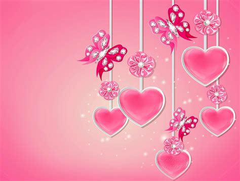 Pink Hearts And Butterflies