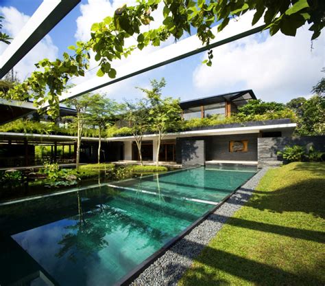 Luxury Sustainable Green Roof House Design Singapore Most Beautiful Houses In The World