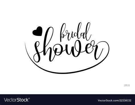 Bridal Shower Typography Text With Love Heart Vector Image