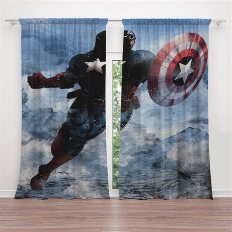 Captain America Blackout Curtains For Bedroom 2 Panels Crush Curtain