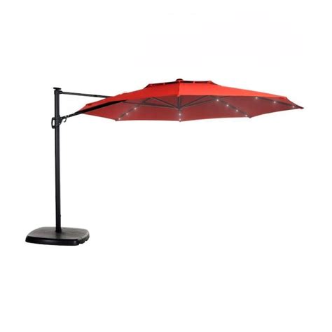 Simplyshade 11 Ft Red Solar Powered Auto Tilt Cantilever Patio Umbrella