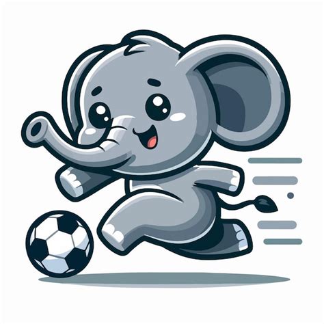 Premium Vector Cute Cartoon Elephant With Soccer Ball
