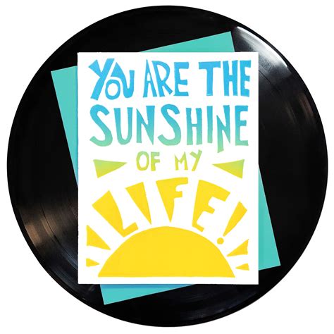 You Are The Sunshine Of My Life Greeting Card 6 Pack Inspired By Music