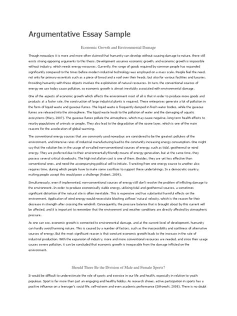 Argumentative Essay Sample Environmental Degradation Pollution