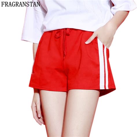 Sexy Red Stripe Women 2017 New Spring Summer Drawstring Shorts Casual
