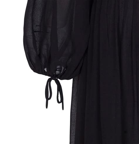 1970s Christian Dior Boutique Couture Label Black Silk Chiffon Dress At