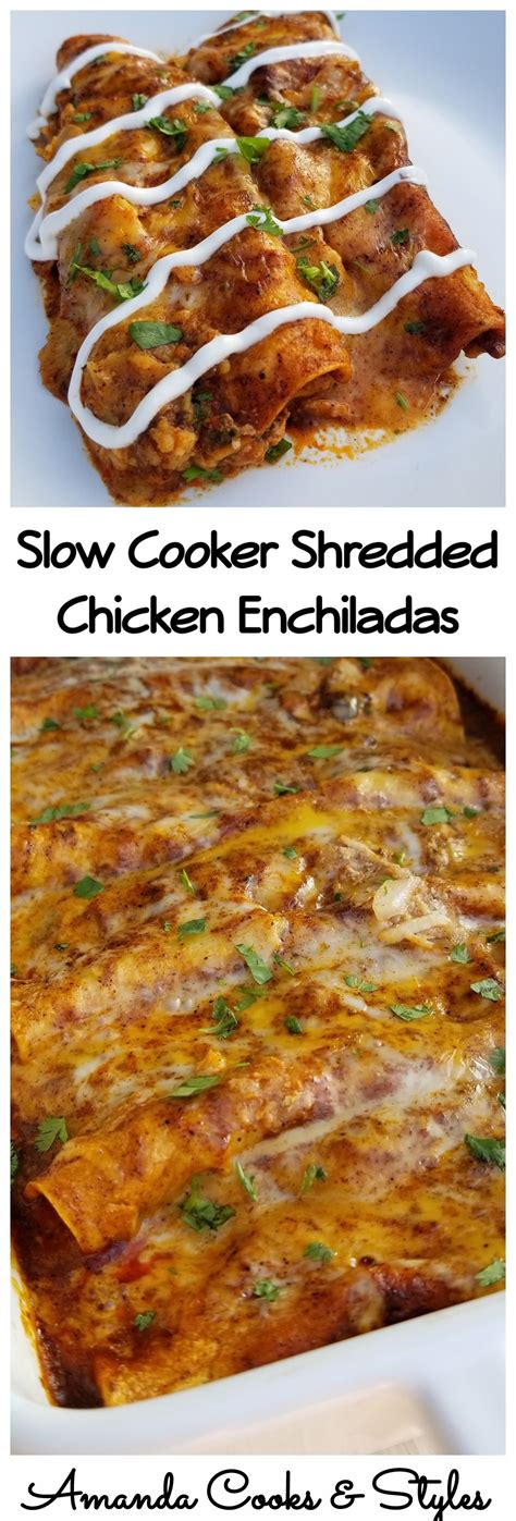 I shredded a rotisserie chicken, added enchilada sauce, cheese, onions and tomatoes for more flavor (definitely recommend!). Shredded Chicken Enchiladas | Recipe | Shredded chicken ...