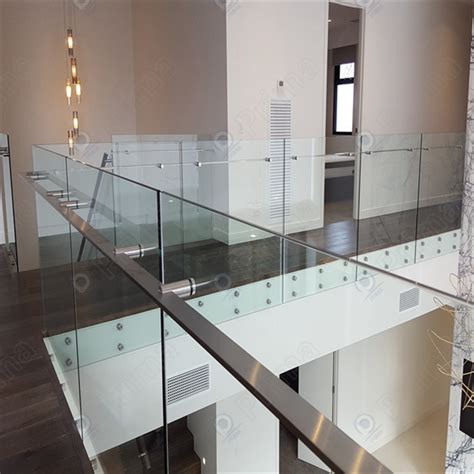 Customized Thickness Standoff Glass Railing Side Mounted Interior