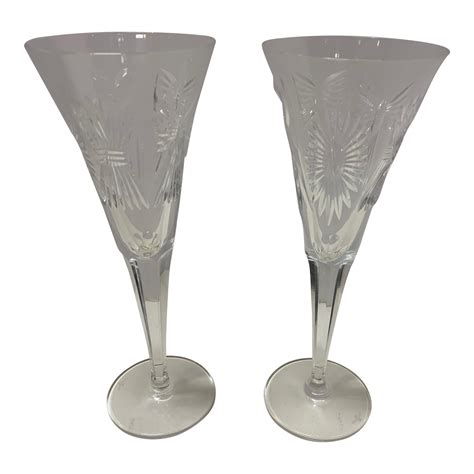 2000s Waterford Large Crystal Champagne Flutes From Millennium Collection A Pair Chairish