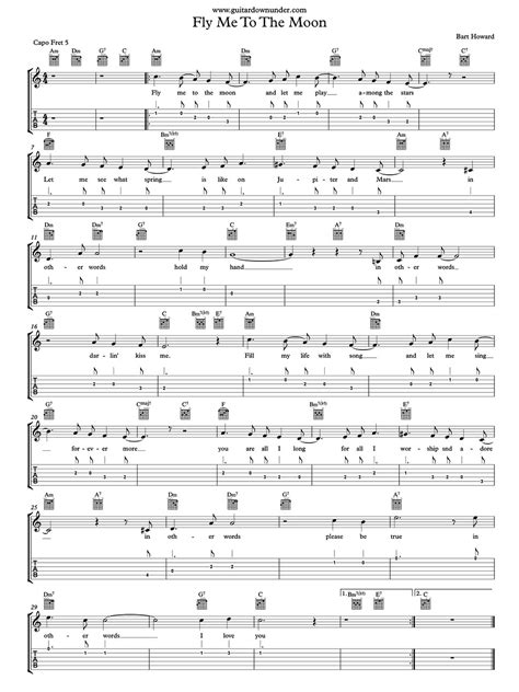 Fly me to the moon, originally titled in other words, is a song written in 1954 by bart howard. Fly Me To The Moon - Frank Sinatra - guitar chords ...