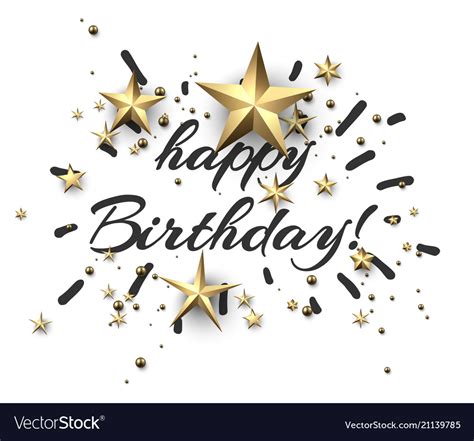 Happy Birthday Card With Gold Stars Royalty Free Vector