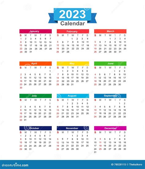 Calendario De 2023 Años Aislado En El Vector Blanco Del Fondo Ilustración Del Vector