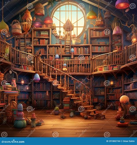 Whimsical Library Antique Books Come To Life Stock Photo Image Of